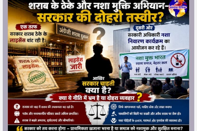 शराब के ठेके और नशा मुक्ति अभियान सरकार की दोहरी तस्वीर