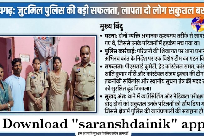 रहस्यमय तरीके से गायब दो लोगों को पुलिस ने सकुशल बरामद किया