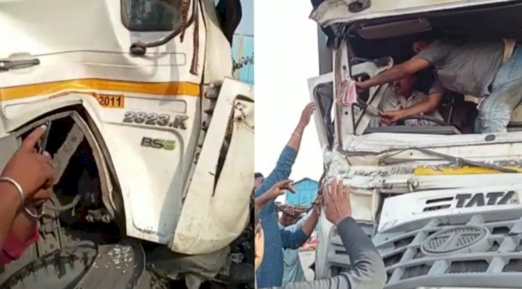 दो हाईवा की भिड़ंत में बाल बाल बचा चालक 