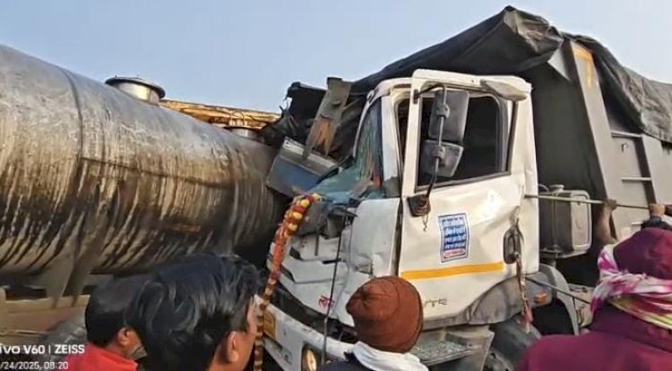दो सड़क दुर्घटना में ट्रेलर चालक केबिन में बुरी तरह फंसकर गंभीर रूप से घायल हुए