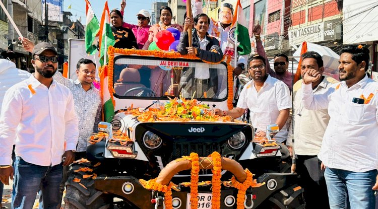 सांसद खेल महोत्सव के समापन पर मशाल शोभायात्रा निकली 