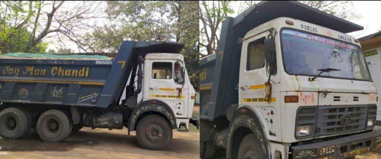 चोरी का रेत लेकर जा रही हाइवा जब्त 