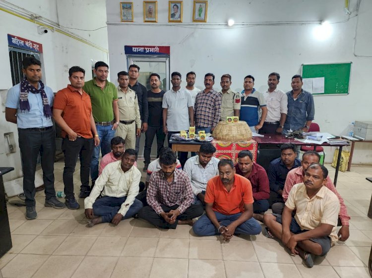 जंगल में जुआ खेलते दस जुआरी गिरफ्तार 