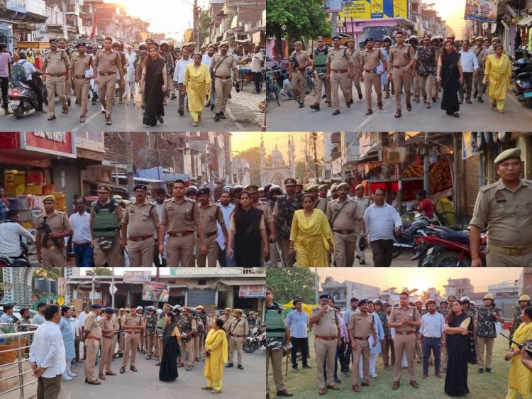 जिलाधिकारी एवं पुलिस अधीक्षक ने मोहर्रम के दृष्टिगत भिनगा नगर में किया फ्लैगमार्च