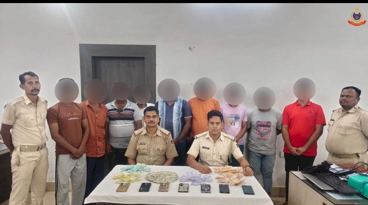 पुलिस की जुए पर बड़ी कार्यवाही 9 गिरफ्तार 