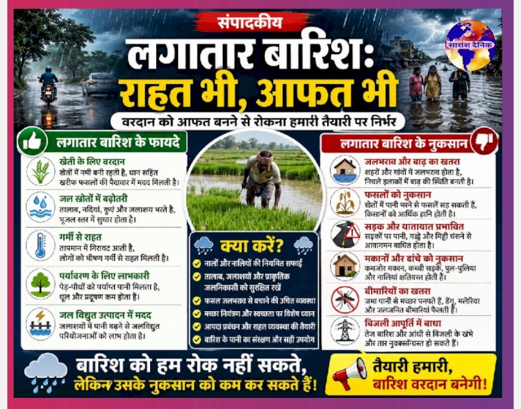 लगातार हो रही बरसात वरदान भी अभिशाप भी
