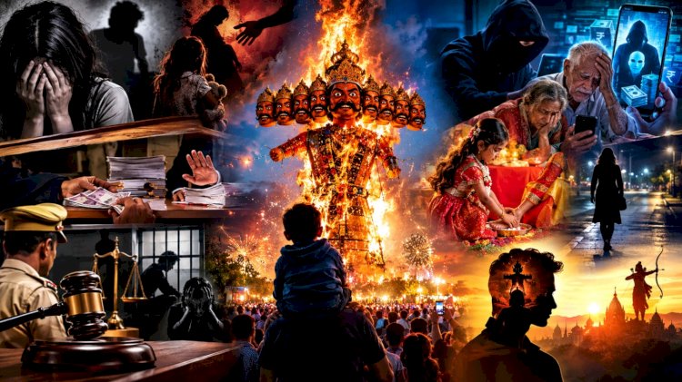 बारूद में खाक होता पुतला पर समाज के सीने में जिंदा है रावण